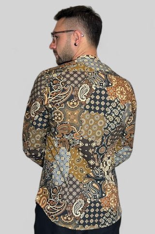 CAMICIA SARTORIALE IN COTONE COLLO COREANO SLIM FIT - immagine 3