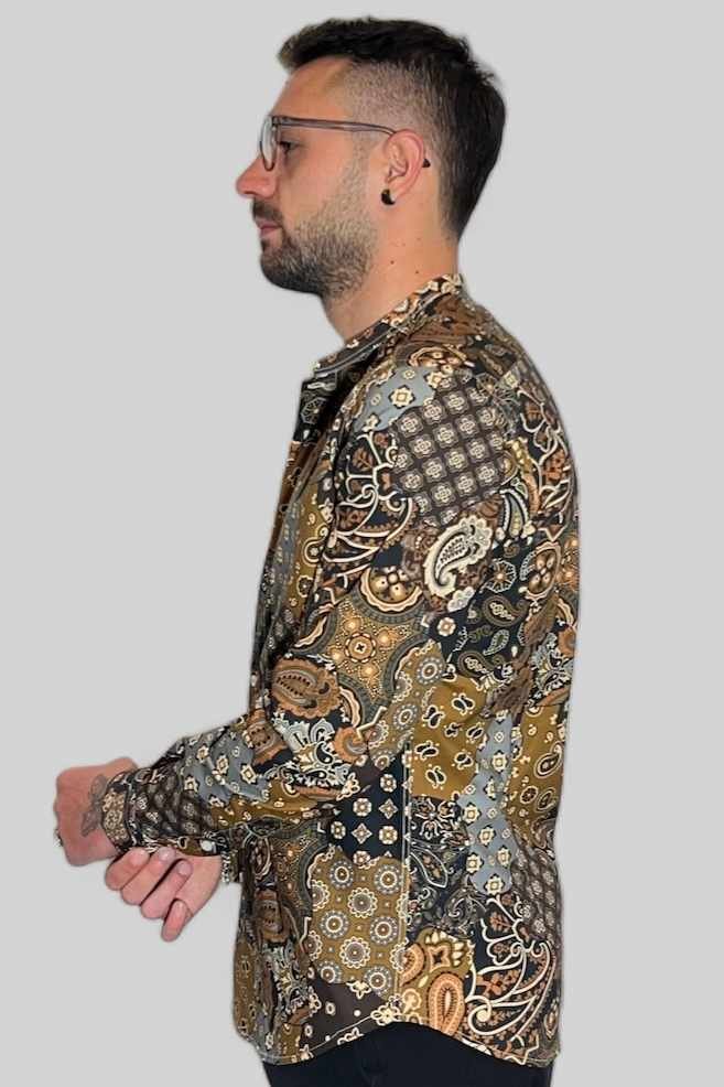 CAMICIA SARTORIALE IN COTONE COLLO COREANO SLIM FIT - immagine 4