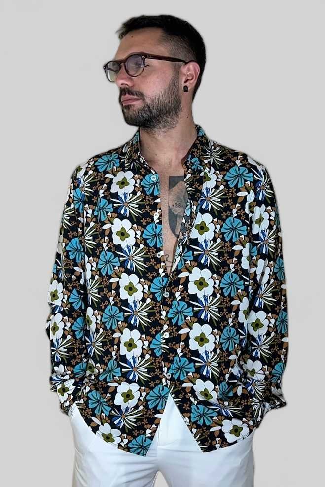 CAMICIA IN VISCOSA COLLO FRANCESE SLIM FIT FANTASY