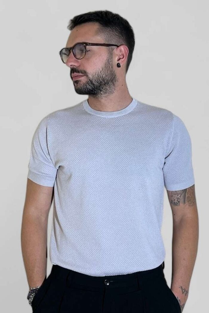 MAGLIA T-SHIRT CASUAL MANICA CORTA NIDO D’APE GRIGIO