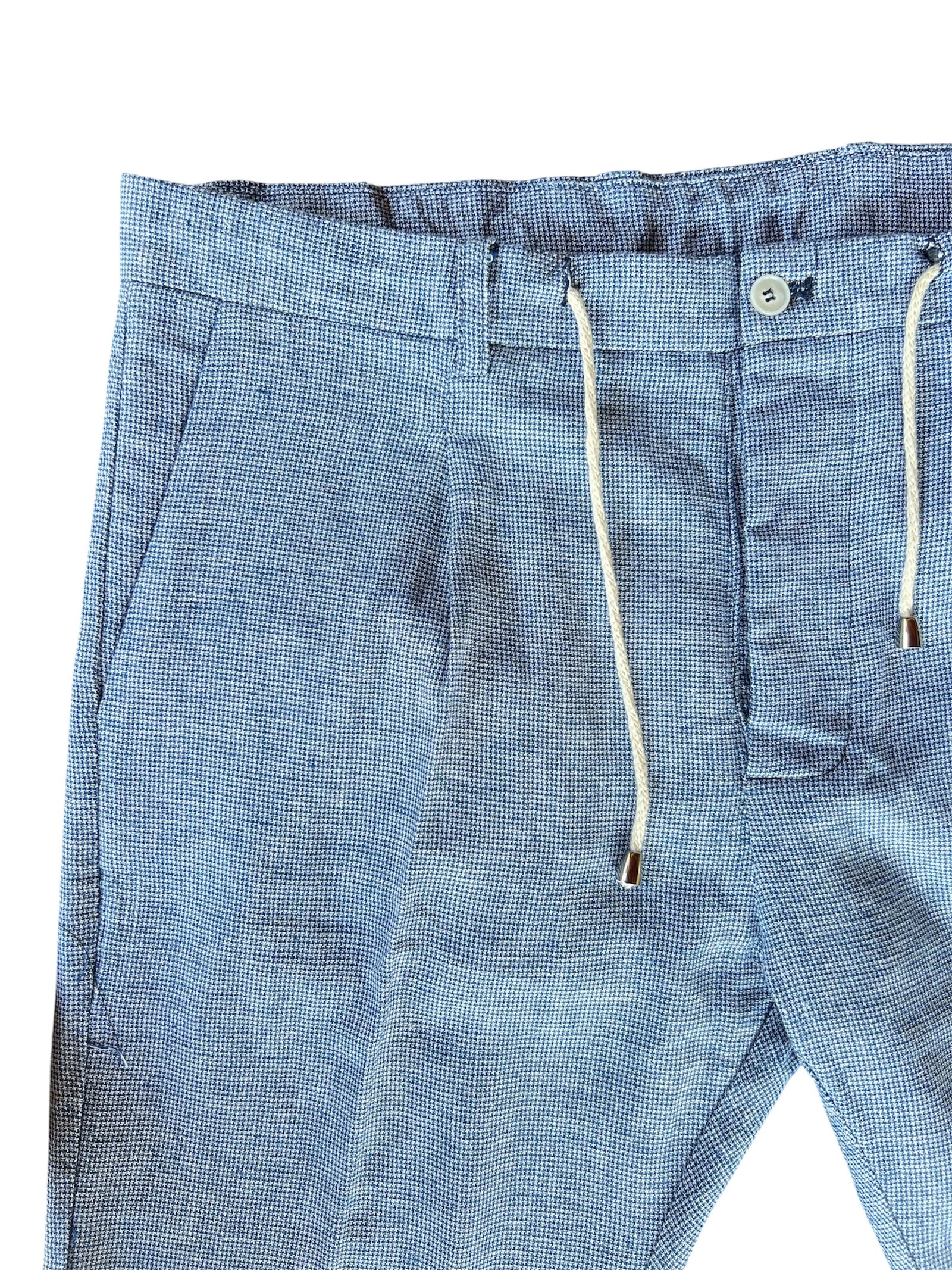PANTALONE UOMO MISTO LINO COTONE BLU - immagine 4