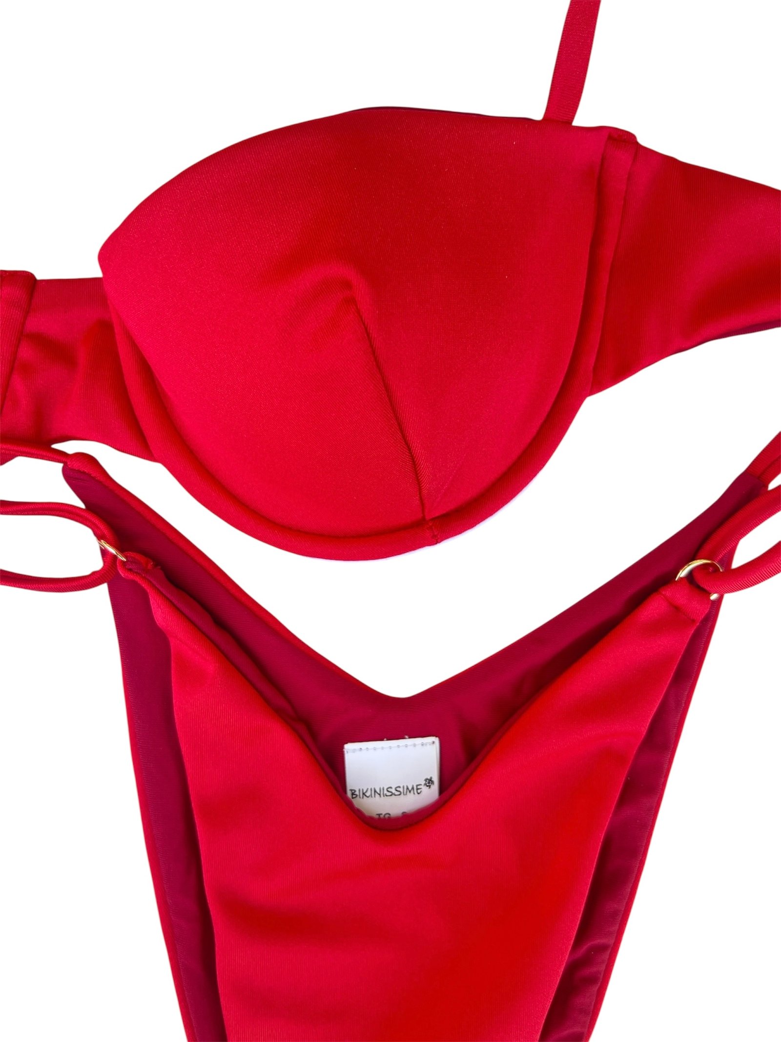 BIKINI BALCONCINO CON SLIP A V ROSSO - immagine 3